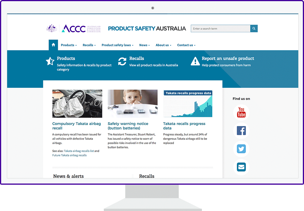 Product Safety and Recalls website