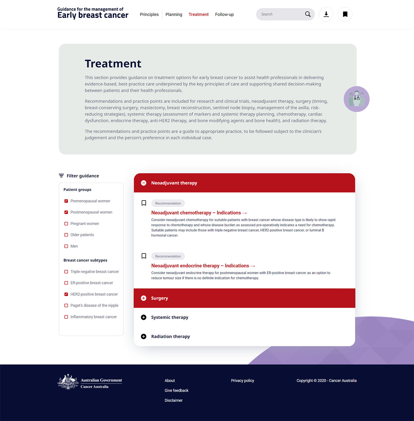 Management of Early Stage Breast Cancer website