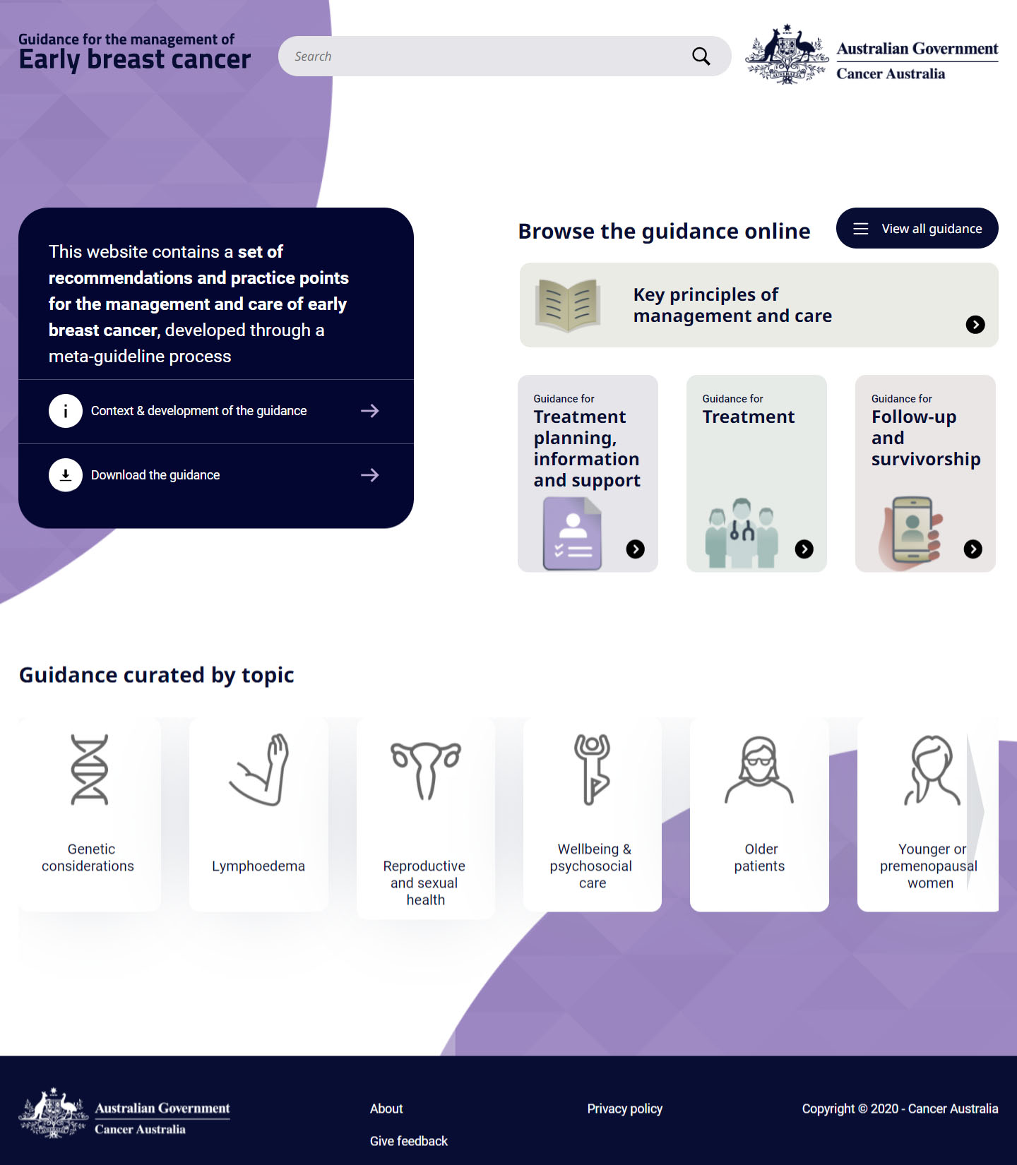 Management of Early Stage Breast Cancer website