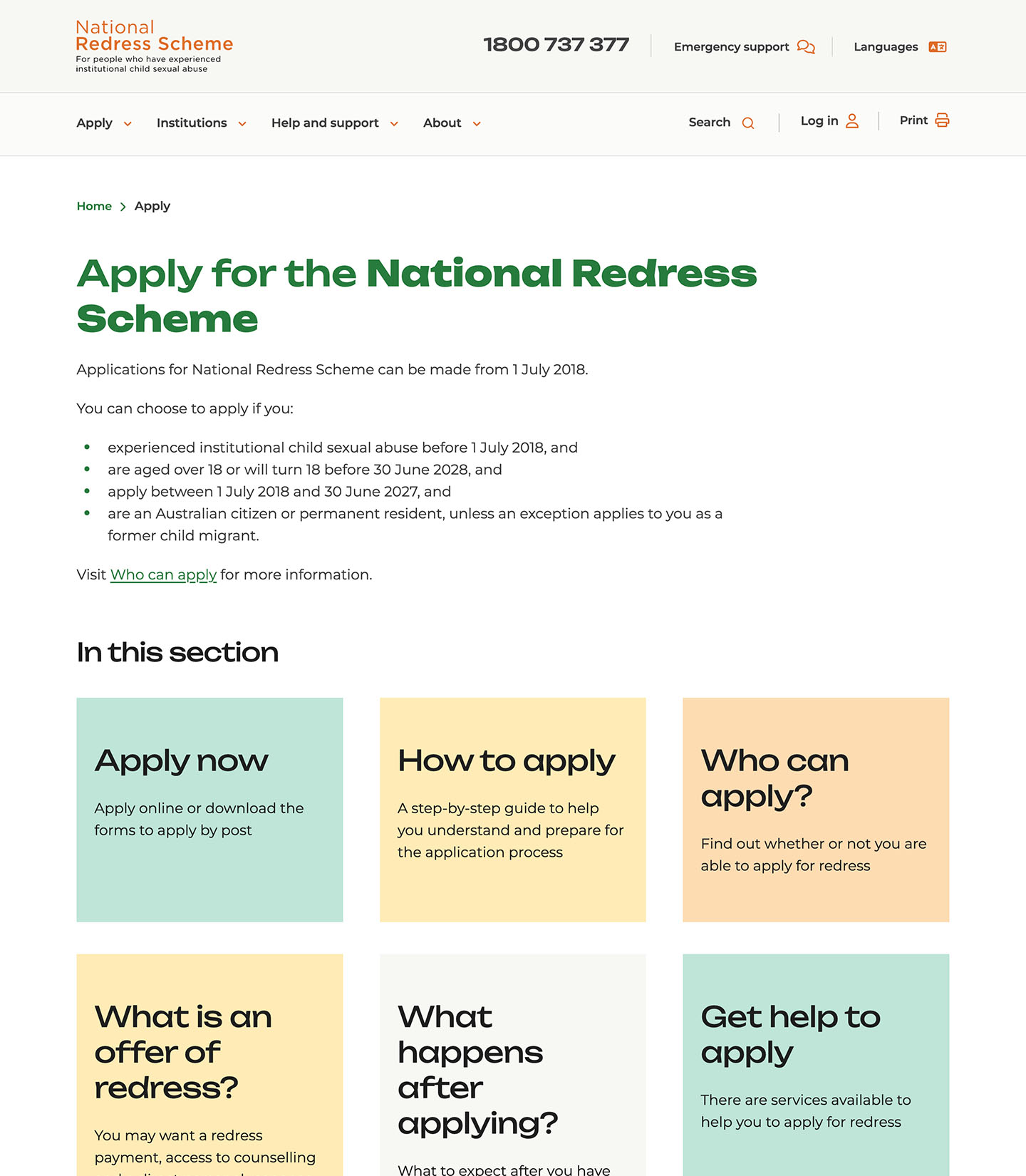 National Redress Scheme website