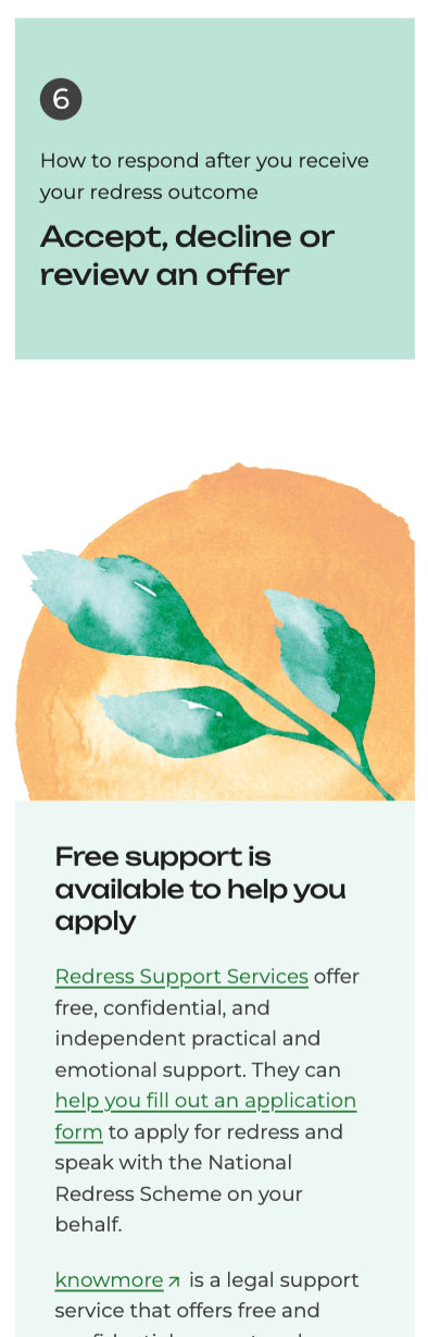 Mobile screenshot of National Redress Scheme website