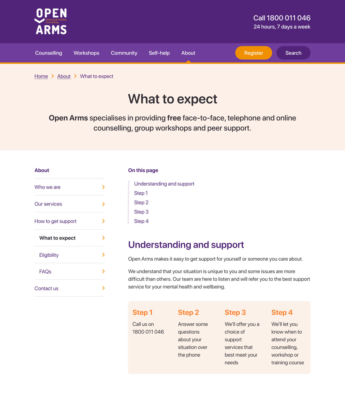 Open Arms website concept