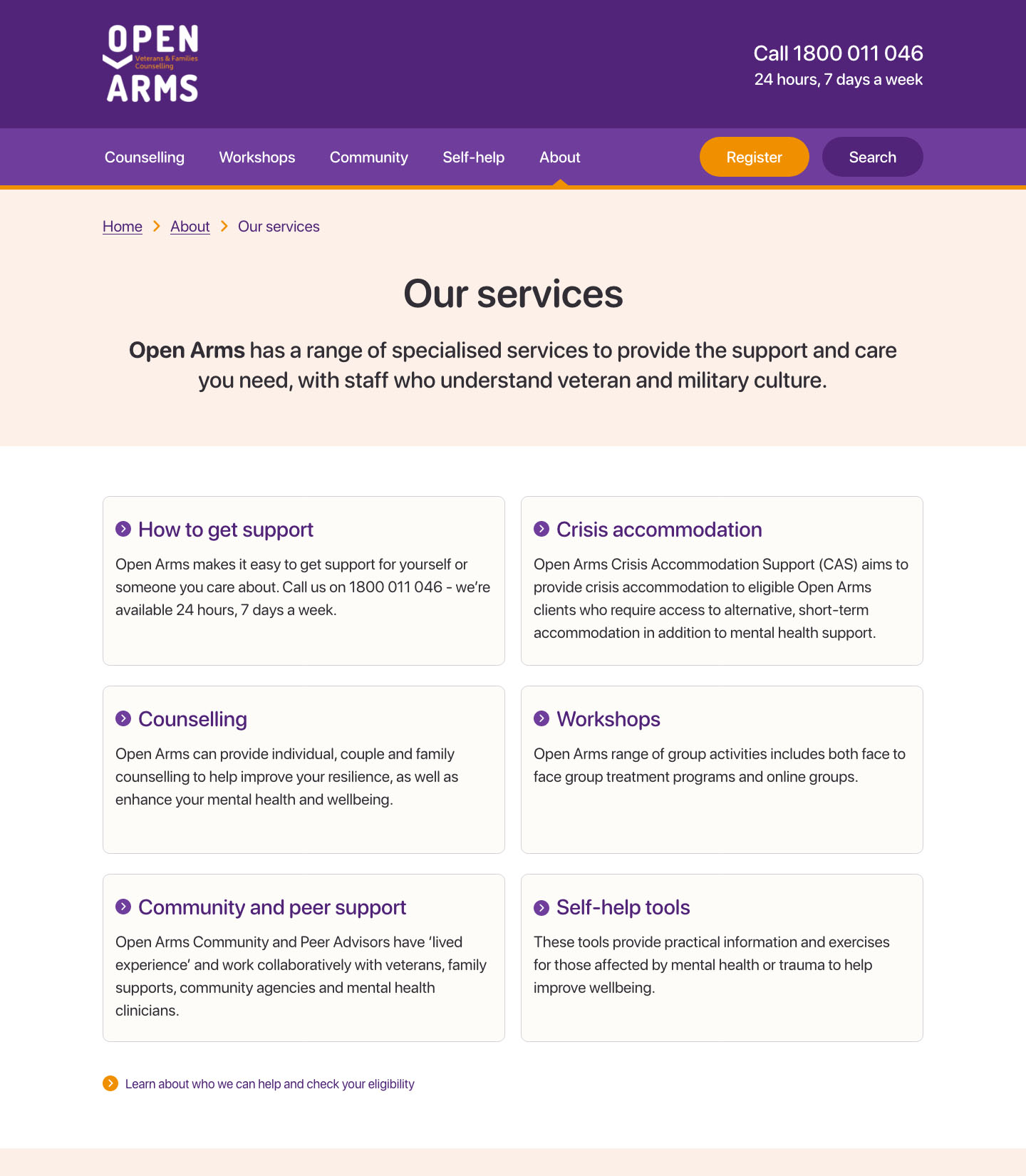 Open Arms website concept