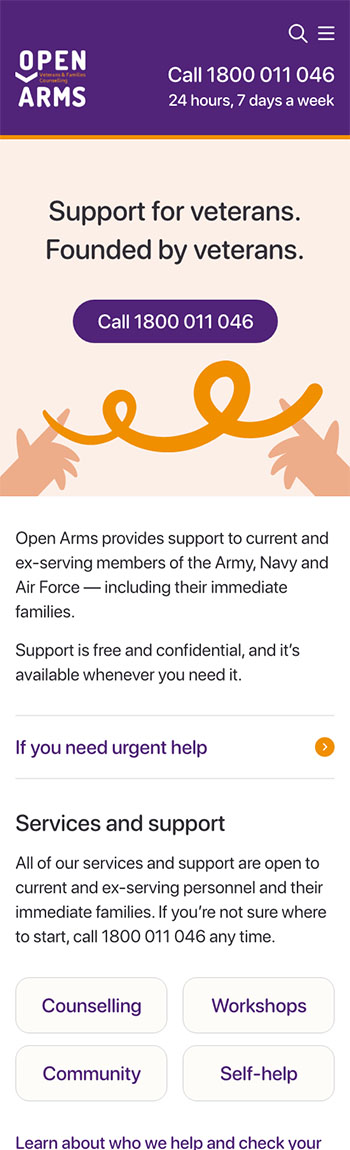 Open Arms website concept