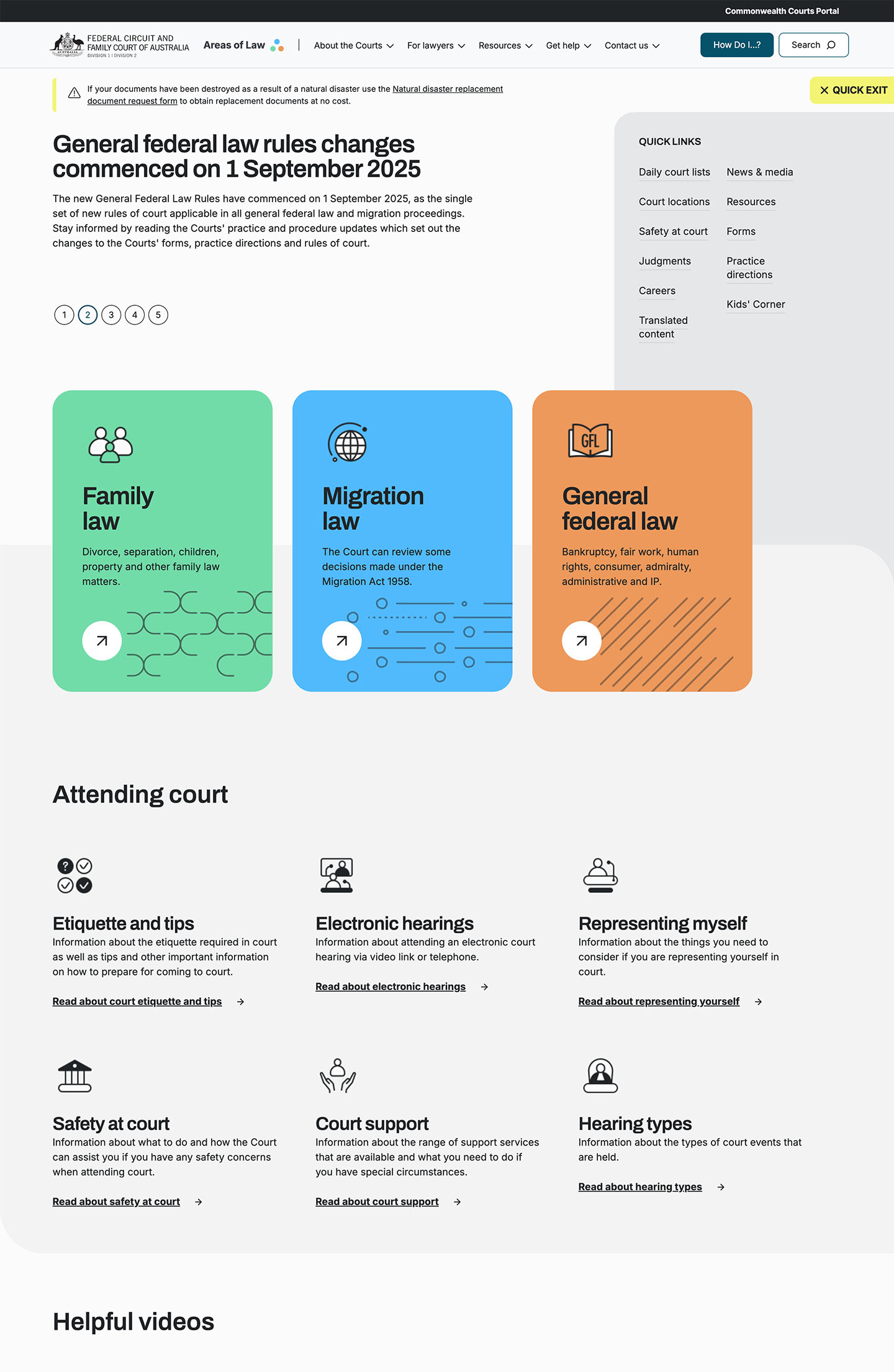 Federal Circuit and Family Court of Australia website