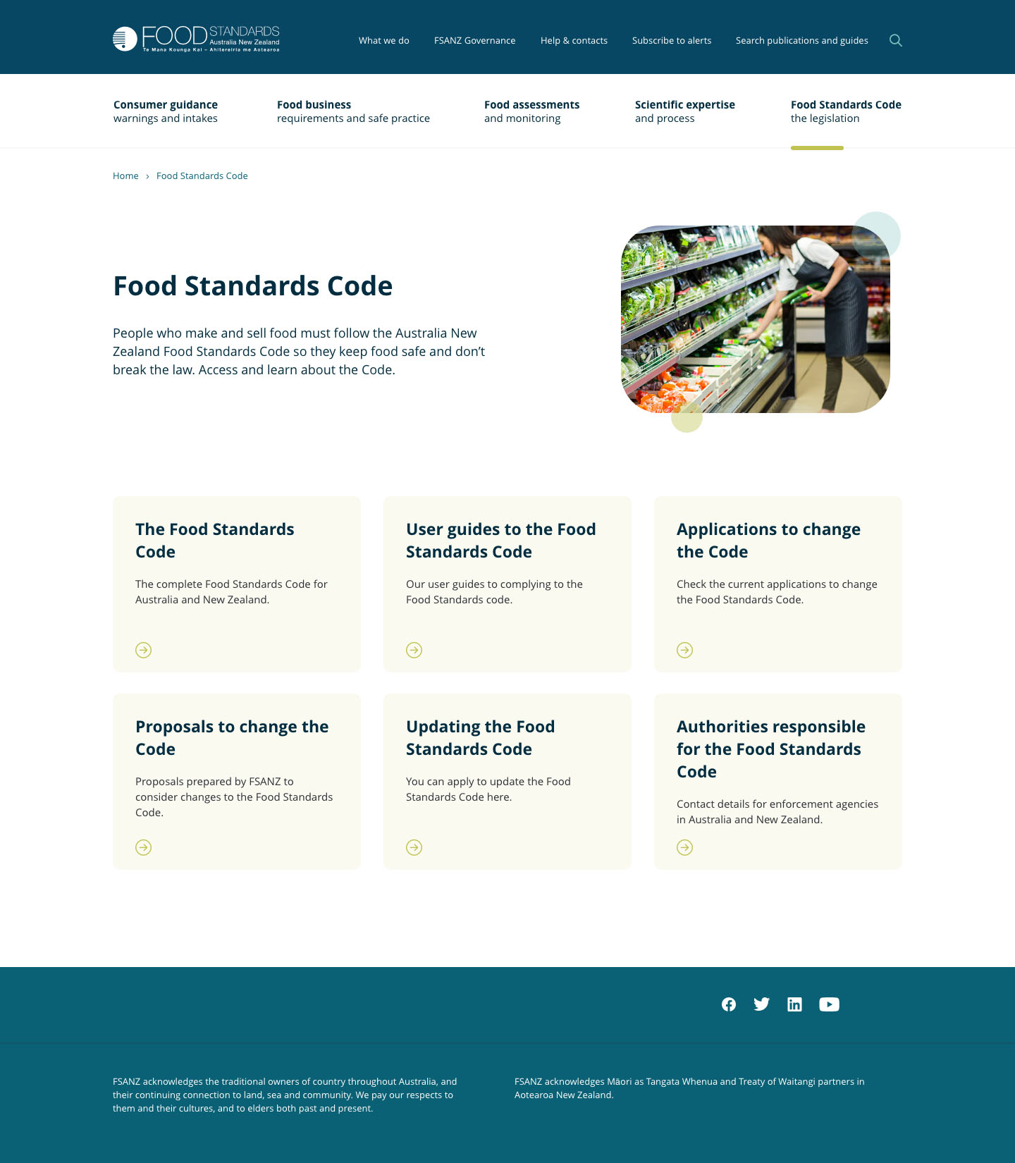 Food Standards Australia and New Zealand website