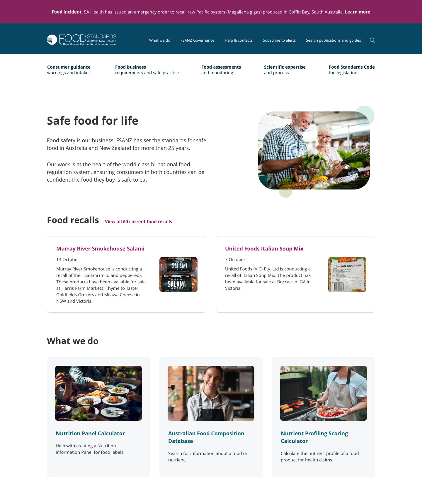 Food Standards Australia and New Zealand website