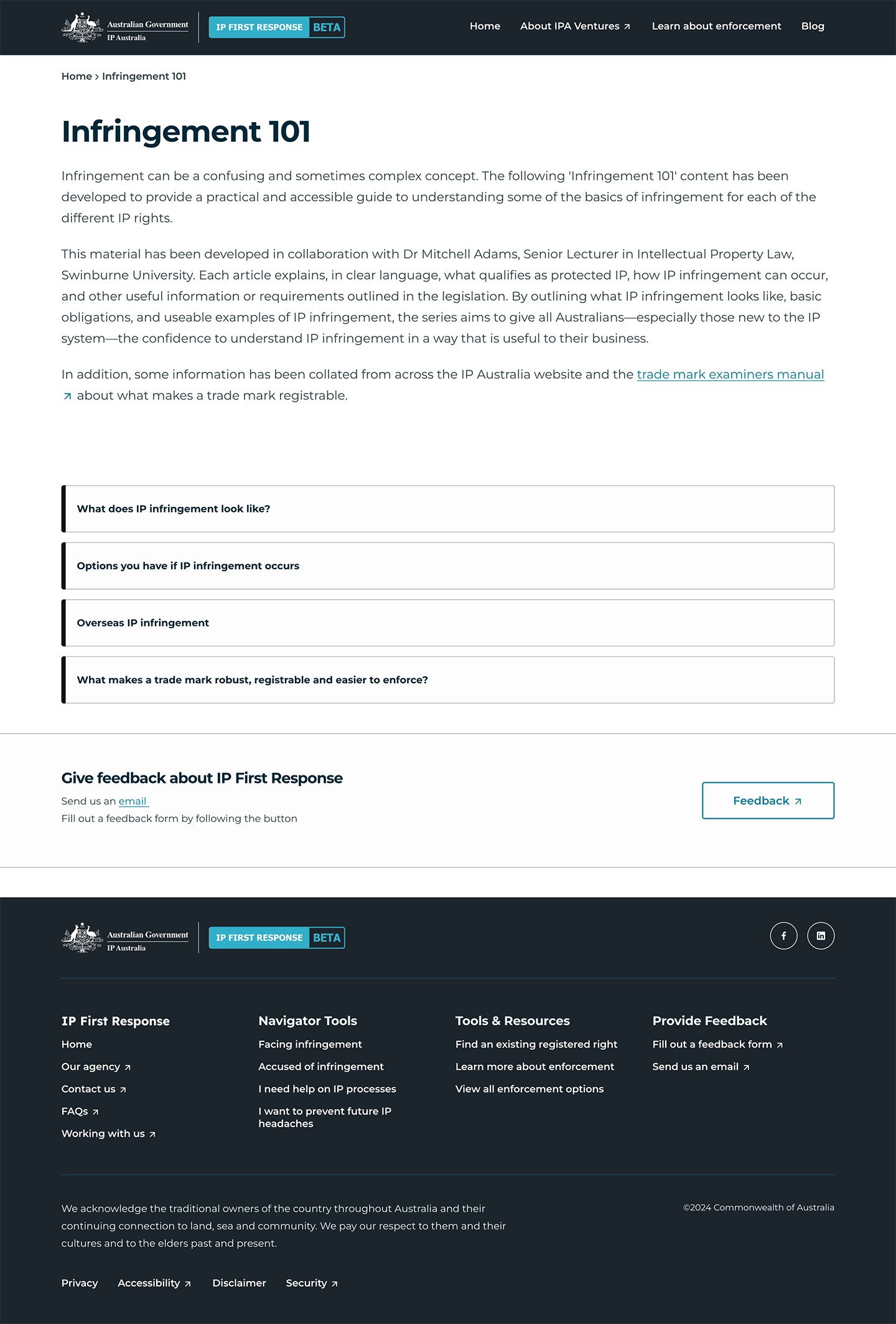IP First Response website