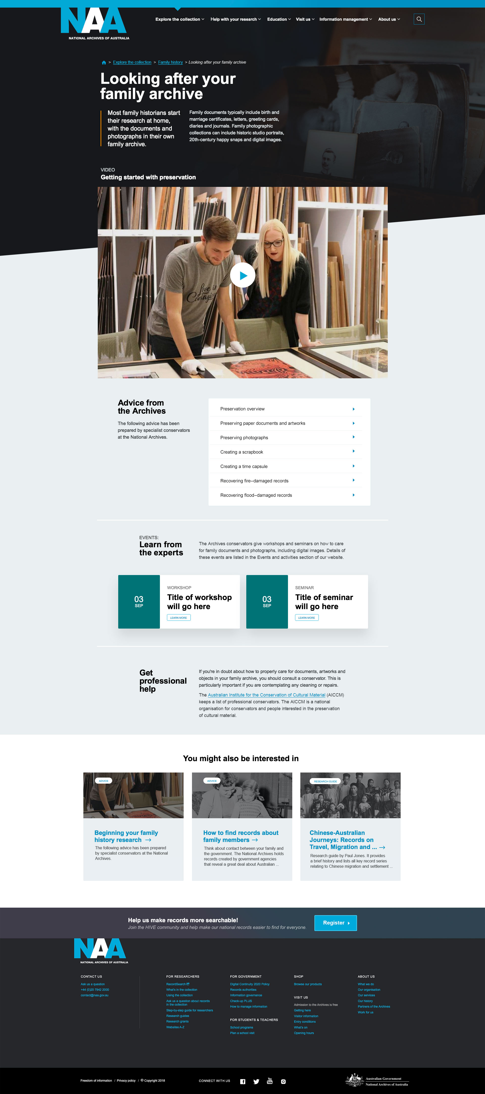National Archives of Australia website