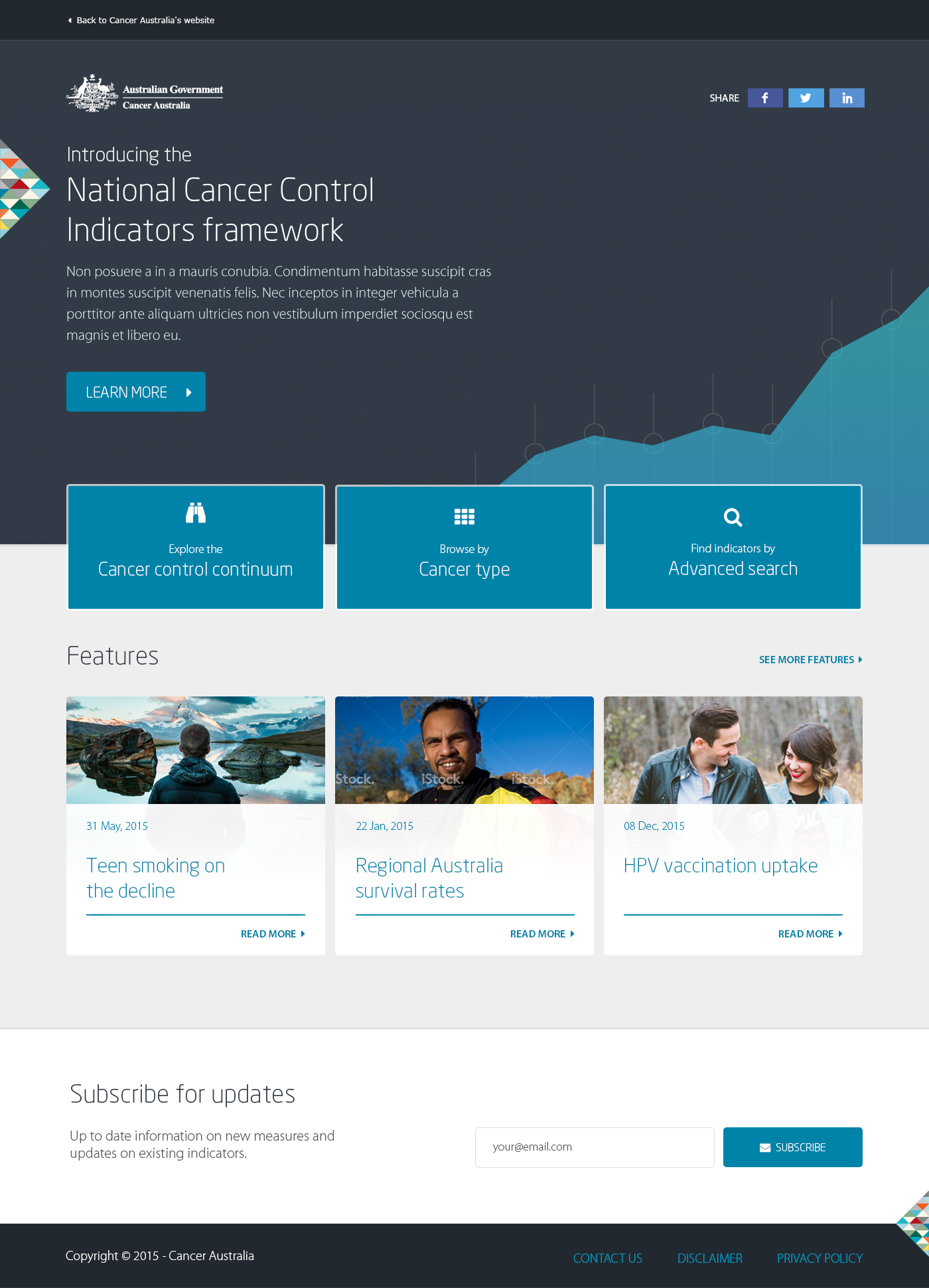 National Cancer Control Indicators Framework website
